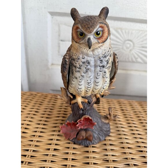 Vintage 70's Lenox Bisque Porcelain Great Horned Owl Figurine 8" - Picture 9 of 12